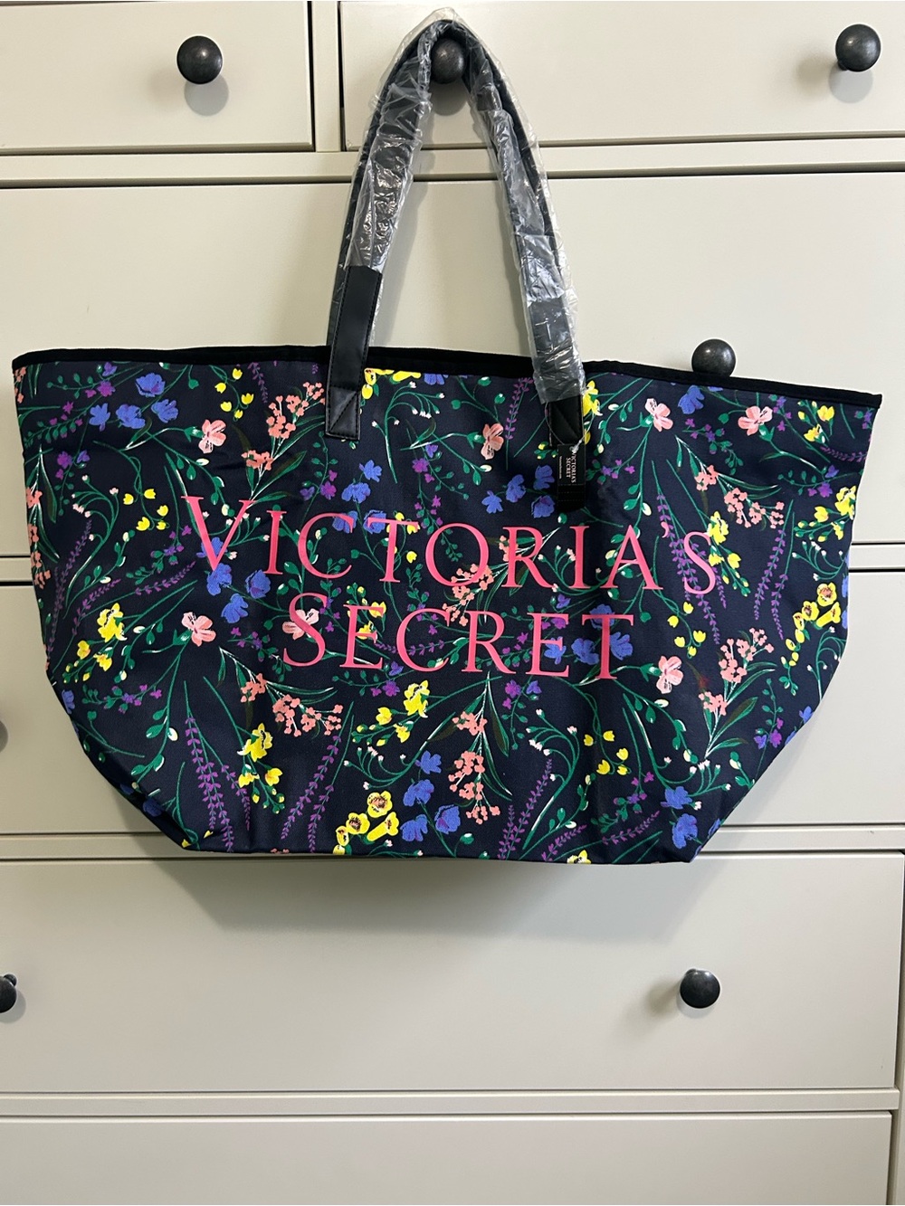 Victoria's Secret Floral Black Tote Bag